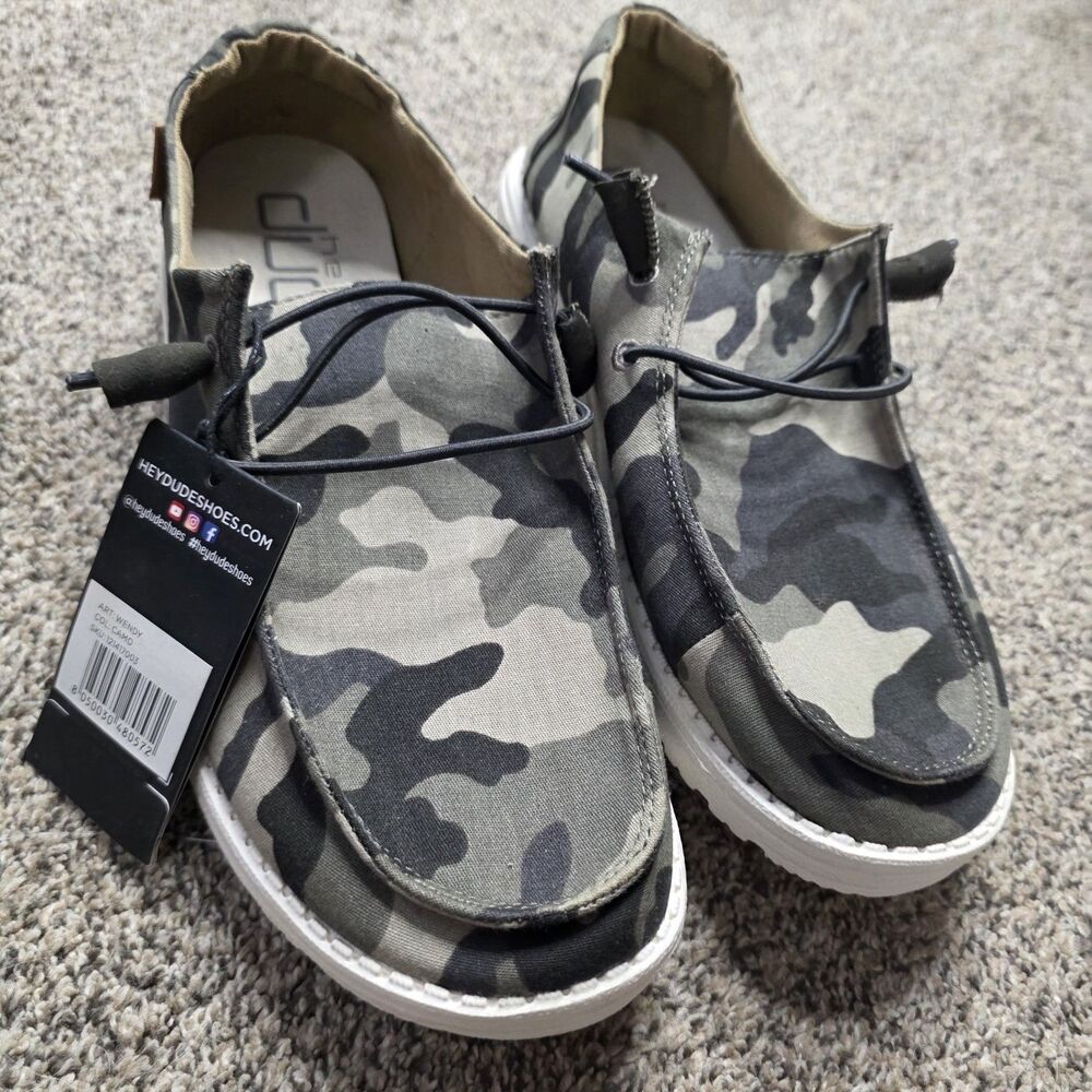 NWT Hey Dude Wendy Camo Shoes Size 11 Slip On Comfort Lightweight Green